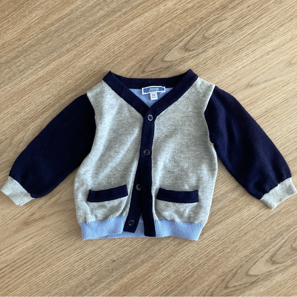Jacadi Gray and Navy Kids Sweater
